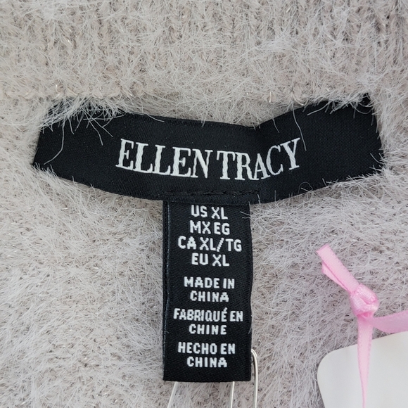 Ellen Tracy Gray Metallic Cloud Downtown Glam Eyelash Sweater Sz L NWOT - Picture 10 of 12